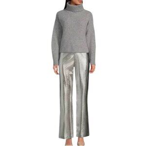 NWT Gianni Bini Tatania Metallic Pants in Silver Sz. 25